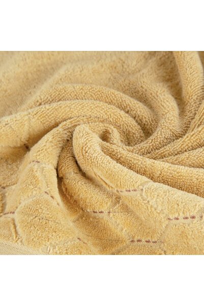 Eurofirany Prosop de baie, Eurofirany, 70x140cm, bumbac, bordura velur geometrica, culoare mustar