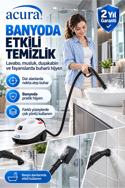 Acura AC-130 PRO 24 Aksesuarlı Profesyonel Buharlı Temizleyici
