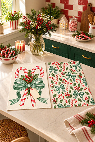 milbaygrup Candy Lane Candy Bar Patterned 2-Piece Kitchen Towel Set 40X60