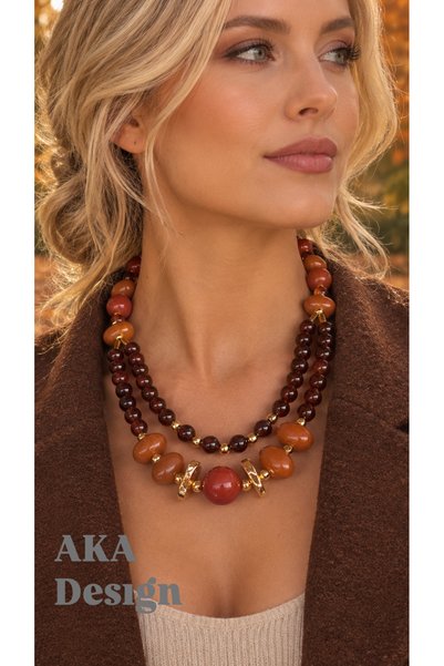 AKA DESIGN Yeni sezon marka model boncuk kolye Sonbahar Şöleni🍂🍁