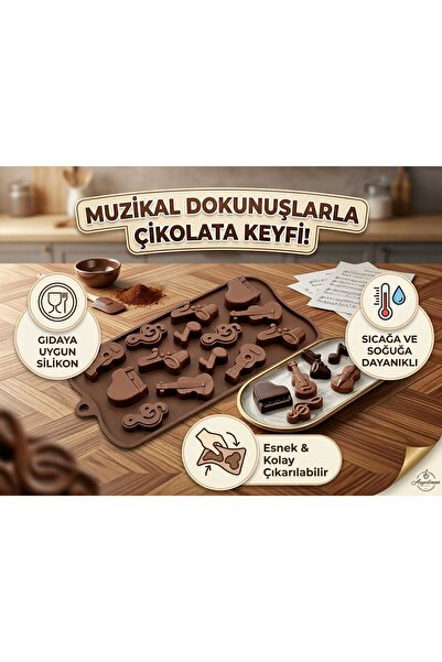 LOVYCO قالب سيليكون للشوكولاتة والثلج بتصميم موسيقي - قالب تزيين الكيك على شك...