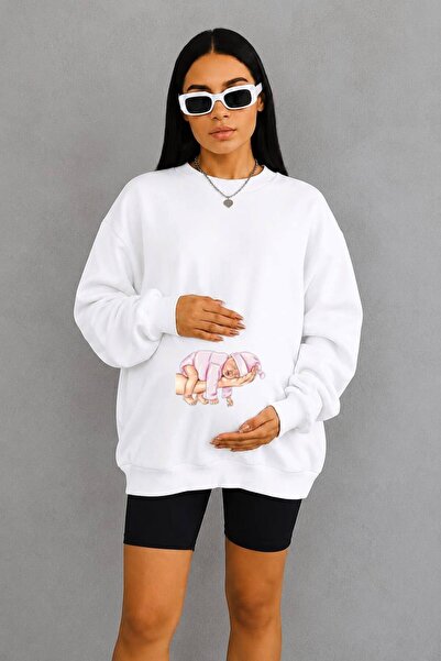 BENROMA 3 Yarn Combed Cotton Hand-Printed Baby Printed Pregnant Sweatshirt Jq3