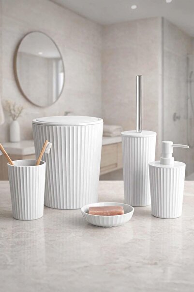 Altabi Set de baie Ridge 5 piese Culoare albă