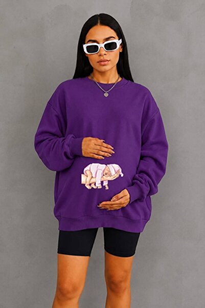 HELLO ROMA 3 Yarn Combed Cotton Hand-Printed Baby Printed Pregnant Sweatshirt...