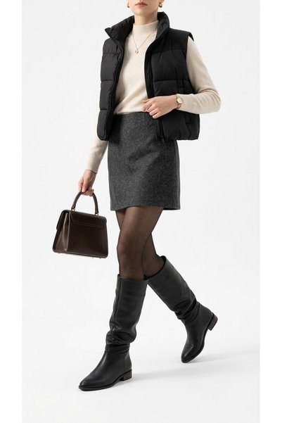 ARTI ARTI AYAKKABI Artı-Artı006-0144 Women's Daily Black Leather Riding Boots with Bellows