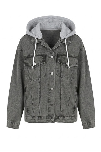 Noa&Noa Oversize Hooded Denim Jacket-Black Black