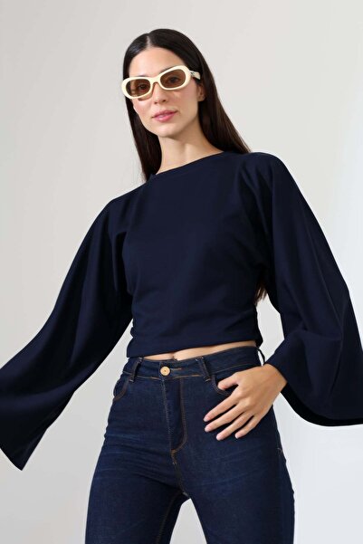 ModaPlaza Women's Soft Textured Sleeve Wide Mouth Gathered Long Sleeve Blouse...