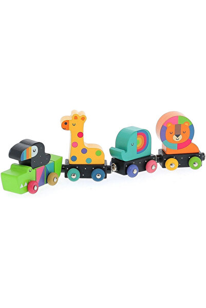 NW NessiWorld Magnetic Wooden Colorful Animals Train
