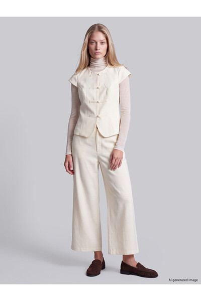 LC Waikiki Ozmarka New Season White High Waist Wide Leg Women's Trousers