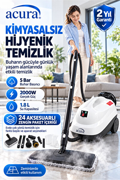 Acura AC-130 PRO 24 Aksesuarlı Profesyonel Buharlı Temizleyici