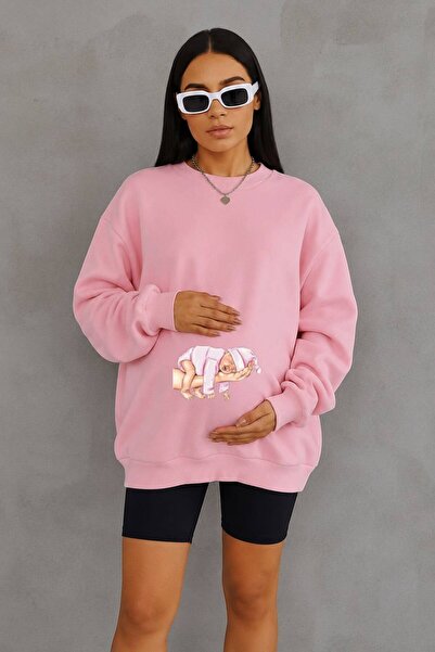 BENROMA 3 Yarn Combed Cotton Hand-Printed Baby Printed Pregnant Sweatshirt Jq3