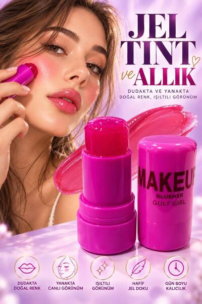 ENQ JEL TİNT & ALLIK – DUDAK VE YANAKLARDA IŞILTILI, CANLI RENK-SÜPRİZ HEDİYELİ