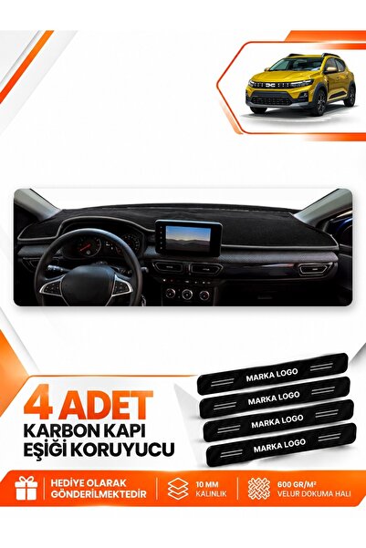 e-biz سجادة حماية أمامية متوافقة مع DACIA SANDERO (2022-2026) مع شاشة - أسود-...