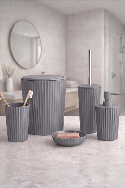 Altabi Set de baie Ridge din 5 piese, culoare gri