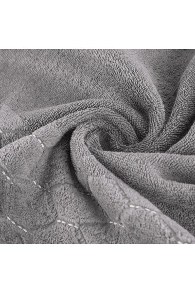 Eurofirany Prosop de baie 70x140 cm din bumbac cu bordura velur geometrica, culoare gri, 550 g/m2