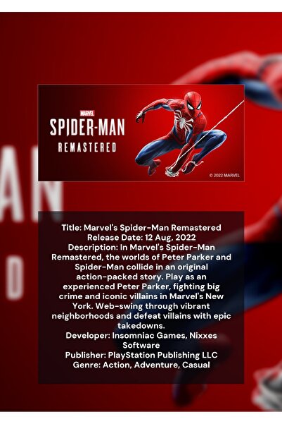 OEM Poster Infografic Marvel's Spider-Man Remastered, Joc de Acțiune, Carton ...