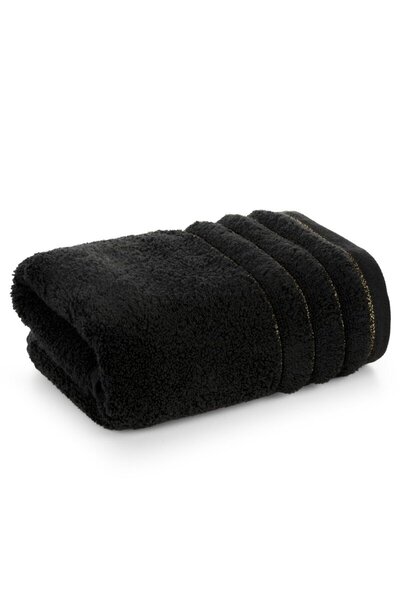 Eurofirany Prosop de baie Eurofirany, 70x140cm, bumbac, negru, cu bordura str...