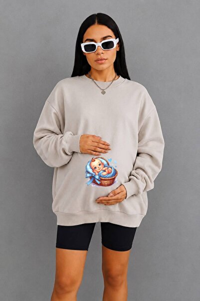 BENROMA 3 Yarn Combed Cotton Baby Printed Maternity Sweatshirt in a Basket Jq6