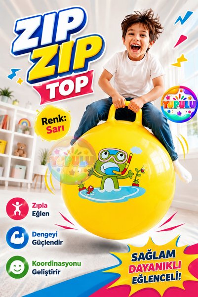 YUPULU Zıp Zıp Top | Çocuk Boy | Kanguru Zıplama Topu Çocuk Plates 90 Kg Taşı...
