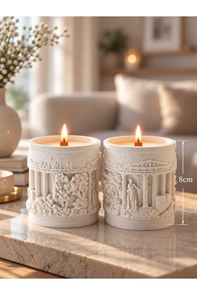 DNZ DEKOR ARTEMIS RELIEF – Ahşap Fitilli Beton Mum