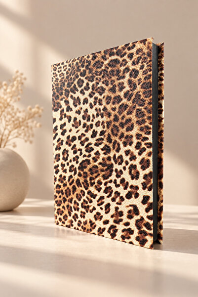 Lizy Leopard Patterned Faux Leather Striped Notebook 14X20 cm – 168 Sheets | ...