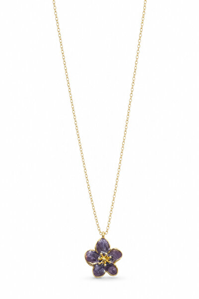 Jack Ferrero Purple Flower Pendant Yellow Chain Bijouterie Necklace Stylish D...
