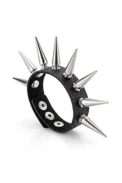 Corvus kolye&bileklik Black Leather Single Row Spikes Studded Gothic Punk 3-S...