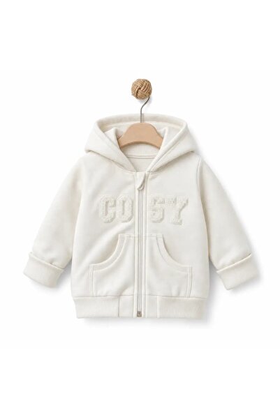 BabyCosy Unisex Baby Hooded Sweatshirt Ecru Csy8057