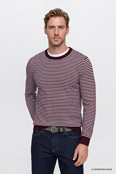 AC&Co / Altınyıldız Classics Men's Burgundy-White Warm Standard Fit Regular C...
