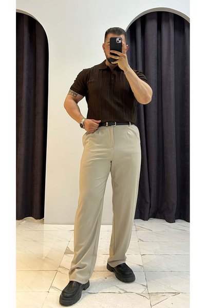 MERVENS Polo Collar Patterned Buttoned T-Shirt