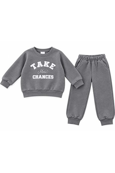 Generic Brand Compleu băieți vătuit piese, bluză și pantaloni gri Take More C...