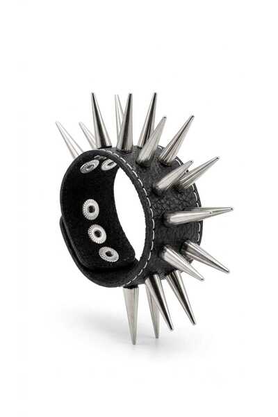 Corvus kolye&bileklik Gothic Spiked Leather Bracelet Unisex Punk Grunge Doubl...