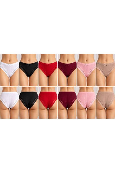MAVİ QUMSAL Ribana Beli Elastic Lace Cotton Product (New Product: Set of 6)