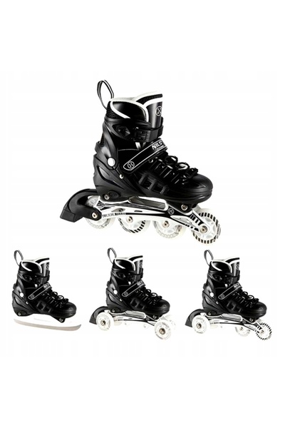 Nils Extreme ROLE cu roți Puck de hochei NH10905 4 în 1 LED negru ROZM S
