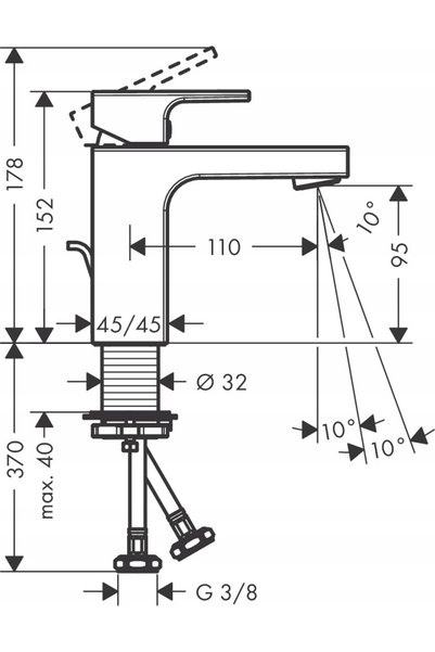 Hansgrohe 71561000 Robinet de baie Vernis Shape 100