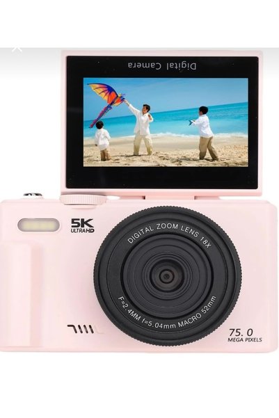 BERZELTECH 5K Dijital Retro Video Kamera 75 MP 18X Zoom Flaşlı (64GB) kart di...