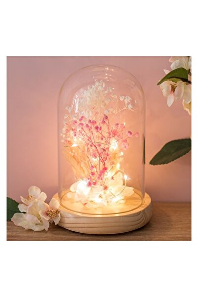 OEM Cupola Decorativa de Paste din Sticla cu LED & Flori Roz Albe Ø12x18cm – ...