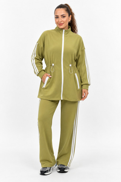 bezeXL Plus Size Striped Modal Set Green