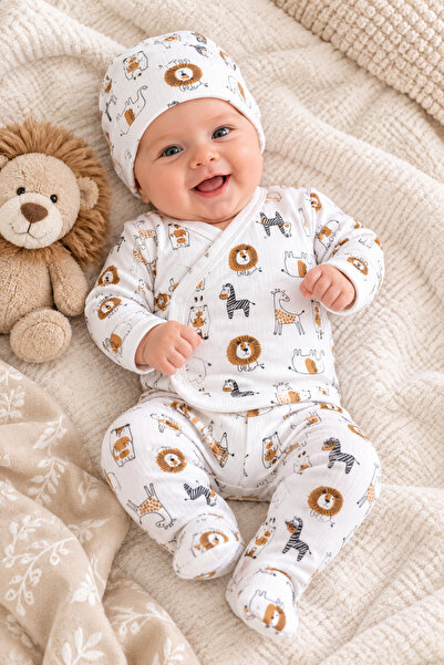SERPİL Baby Boy 5-Piece Hospital Discharge Set Patterned Bodysuit Set Newborn...