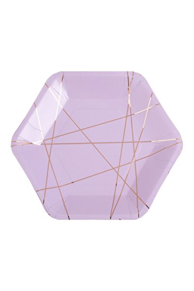 OEM Farfurii din Carton Hexagonale Lila Marble cu Folie Aurie Let's Celebrate...