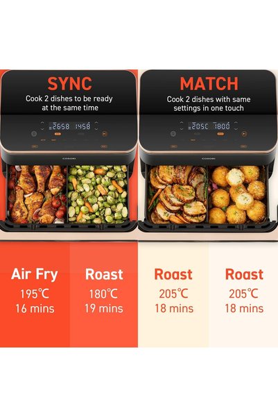 COSORI Large FlexDrawer Smart Air Fryer 10L App Control, Single and Dual Zone CAF-TF101S