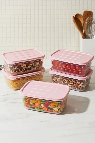 NESS HOME Set of 5 Rectangular Storage Containers 2000 ml Refrigerator Organi...