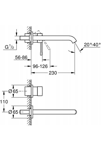 Grohe Baterie de chiuvetă încorporată GOLD 19408GL1 mărimea M