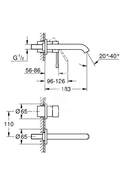Grohe ESSENCE Baterie de baie cu 2 orificii, mărimea M 19408DL1