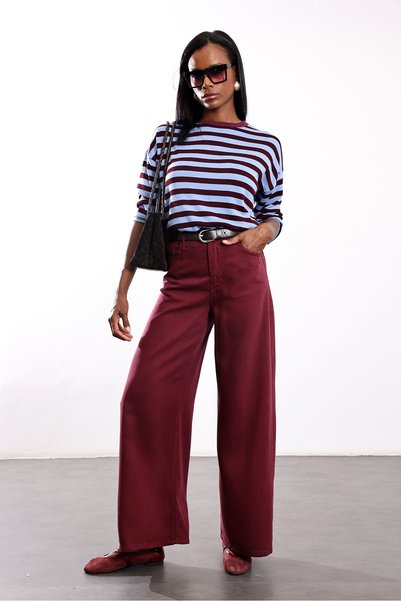 5in1Canpolat Plum Elastic Waist Tensel Jean 01073