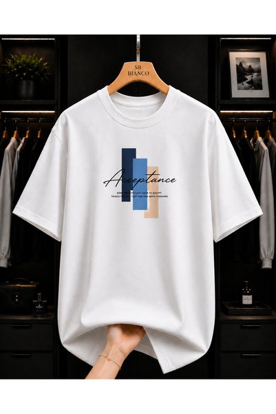 SB BİANCO Μπλουζάκι Premium Unisex Oversize με τυπωμένο κείμενο