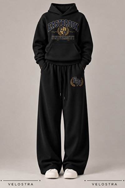 Velostra Unisex College University Printed Hooded Wide Leg 100% Cotton Winter...
