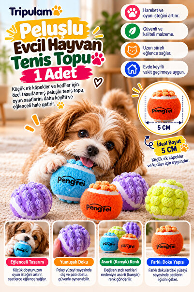 TRİPULAM Peluş Evcil Hayvan Tenis Topu 5 cm – Kedi ve Küçük Irk Köpek Oyuncağı