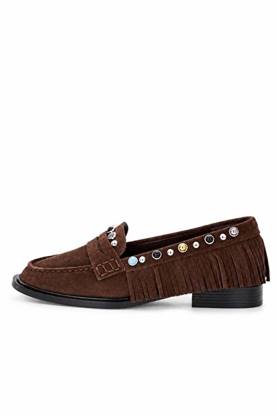 5in1Canpolat Brown Stone Moccasins 52203