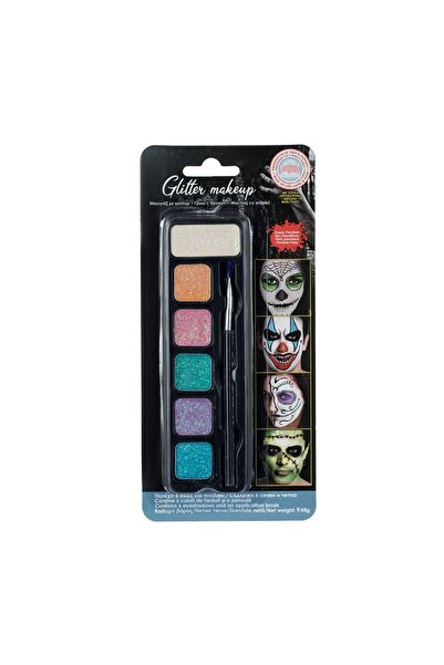 OEM Set Machiaj de Halloween cu Farduri cu Glitter & Pensula – Accesoriu Beau...